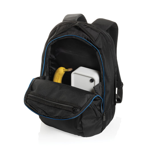 Impact AWARE™ Universal laptop backpack by XD Collection featuring multiple compartments and padded straps for comfortable carrying.