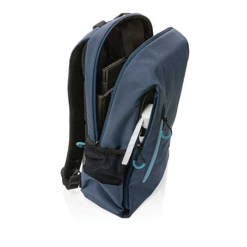 Load image into Gallery viewer, Impact AWARE™ Lima 15.6-inch RFID laptop backpack by XD Xclusive, featuring multiple compartments and padded shoulder straps.
