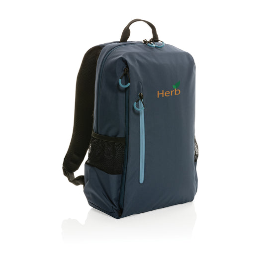 Impact AWARE™ Lima 15.6-inch RFID laptop backpack by XD Xclusive, featuring multiple compartments and padded shoulder straps.