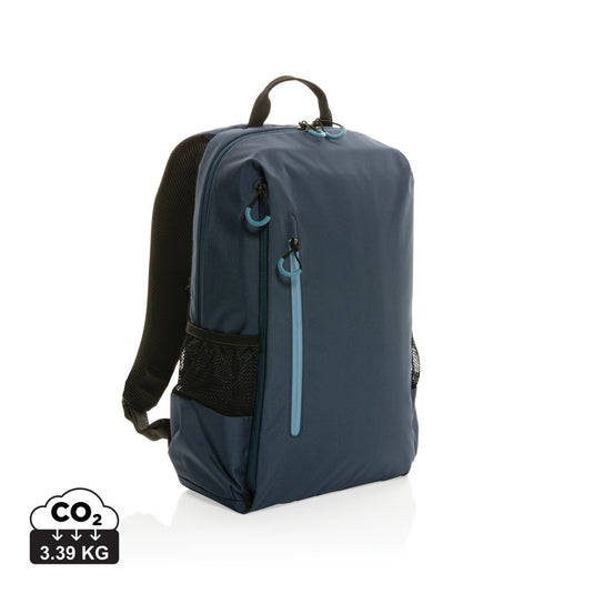 XD Xclusive Impact AWARE™ Lima 15.6-inch RFID laptop backpack with multiple compartments and padded straps for travel and daily use.