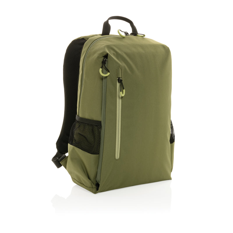 Load image into Gallery viewer, Impact AWARE™ Lima 15.6-inch RFID laptop backpack by XD Xclusive, showing the sleek black bag with multiple compartments and padded straps.
