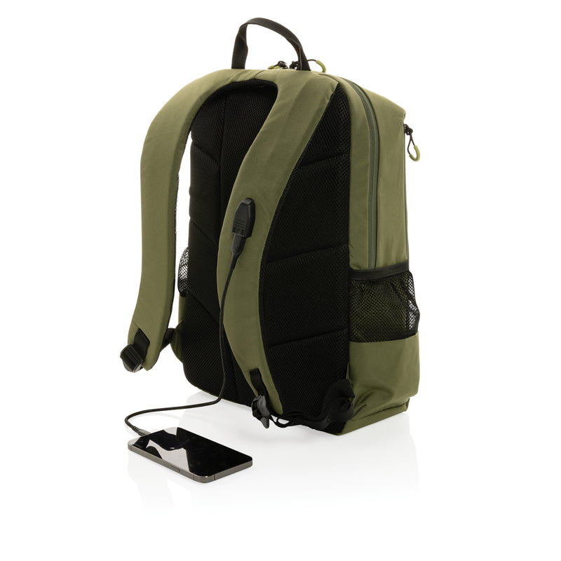 Load image into Gallery viewer, Impact AWARE™ Lima 15.6-inch RFID laptop backpack by XD Xclusive featuring multiple compartments and padded shoulder straps.

