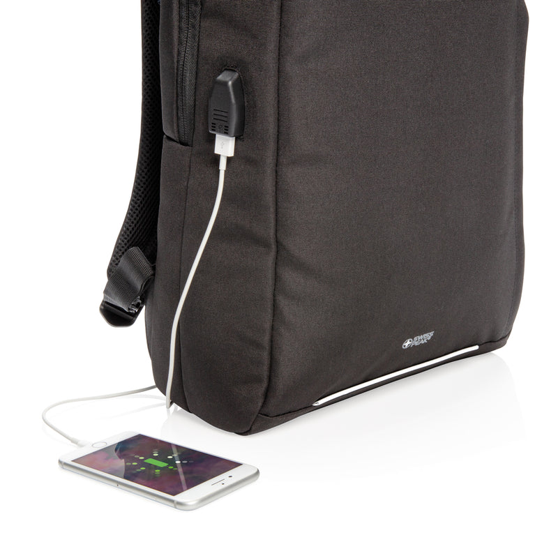 Load image into Gallery viewer, Swiss Peak AWARE™ RFID and USB A laptop backpack - Custom Wood Designs
