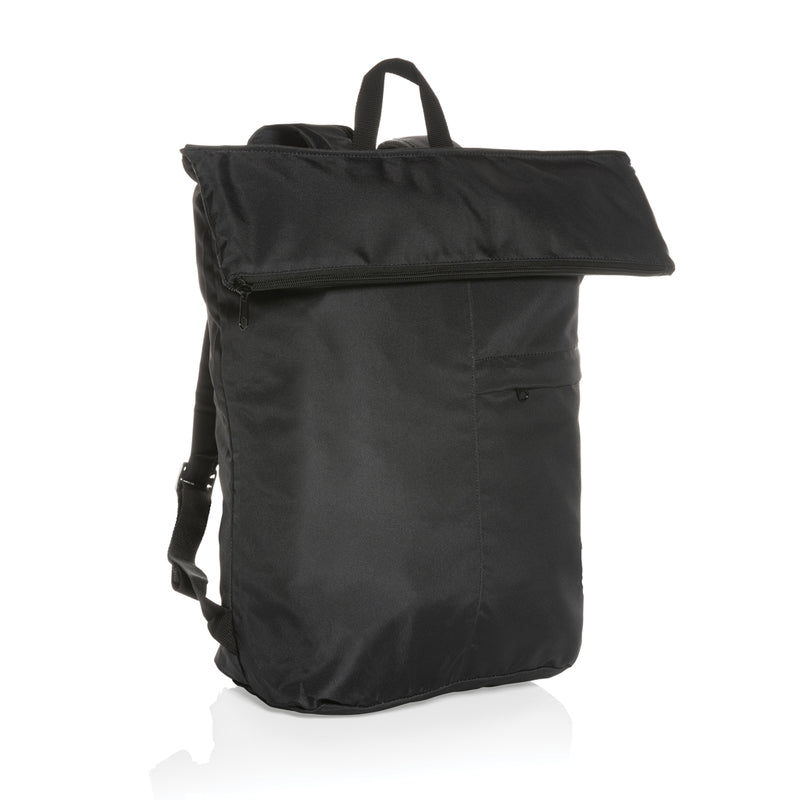 Load image into Gallery viewer, XD Collection Dillon AWARE™ RPET lightweight foldable backpack for travel, shown in a compact, foldable design with adjustable straps.
