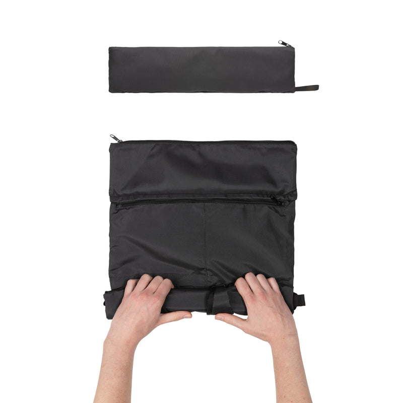 Load image into Gallery viewer, XD Collection Dillon AWARE™ RPET lightweight foldable backpack in gray, showing its compact, foldable design and durable material.
