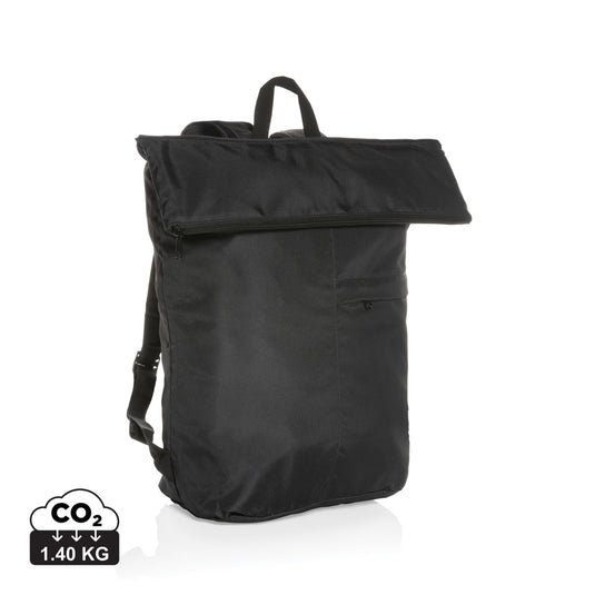 Lightweight foldable Dillon AWARE™ RPET backpack from XD Collection, featuring a compact design and adjustable straps.