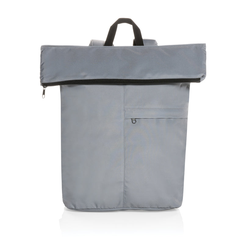Load image into Gallery viewer, Lightweight foldable Dillon AWARE™ RPET backpack by XD Collection, shown in a compact, foldable form with adjustable shoulder straps.
