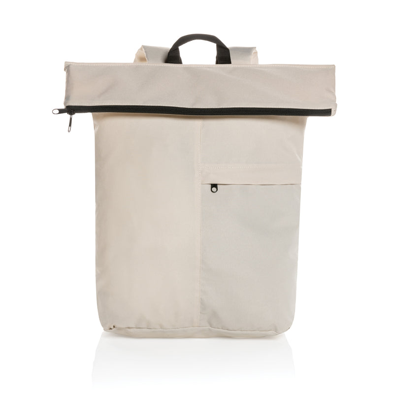 Load image into Gallery viewer, Lightweight foldable backpack from XD Collection's Dillon AWARE™ RPET Bags &amp; Travel line, shown in a compact folded form.

