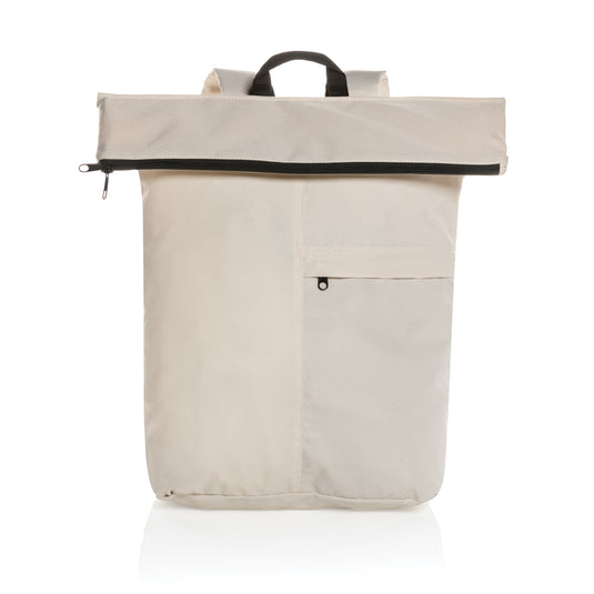 Lightweight foldable backpack from XD Collection's Dillon AWARE™ RPET Bags & Travel line, shown in a compact folded form.