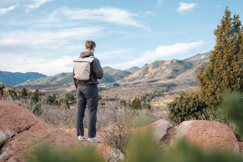 Load image into Gallery viewer, Lightweight foldable backpack from XD Collection's Dillon AWARE™ RPET Bags &amp; Travel line, shown in a compact, foldable form.
