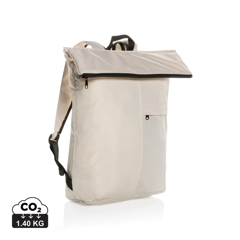 Load image into Gallery viewer, XD Collection Dillon AWARE™ RPET lightweight foldable backpack, eco-friendly travel bag with adjustable straps, shown folded.
