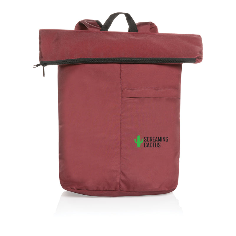 Load image into Gallery viewer, Lightweight foldable Dillon AWARE™ RPET backpack from XD Collection, shown with its compact and portable design for travel and everyday use.
