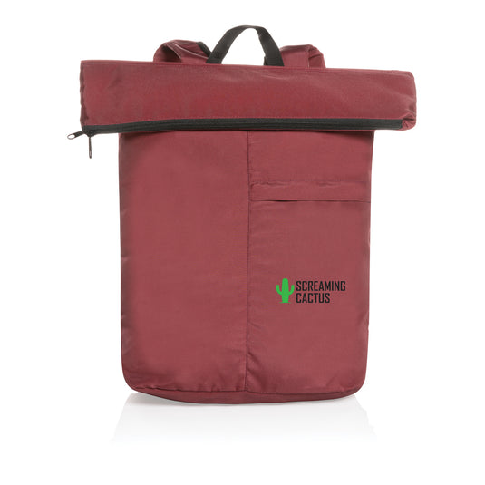 Lightweight foldable Dillon AWARE™ RPET backpack from XD Collection, shown with its compact and portable design for travel and everyday use.