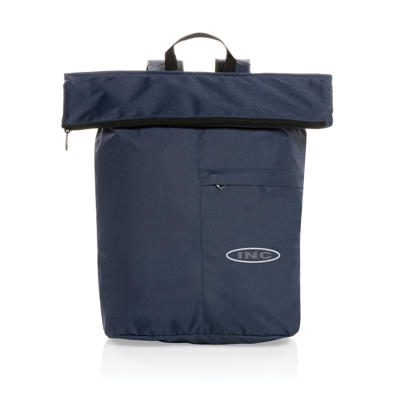 Load image into Gallery viewer, Lightweight Dillon AWARE™ RPET foldable backpack by XD Collection, showing its compact, eco-friendly design and adjustable straps.
