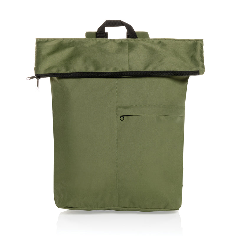 Load image into Gallery viewer, XD Collection Dillon AWARE™ RPET lightweight foldable backpack in gray, showing its compact, foldable design and durable material.
