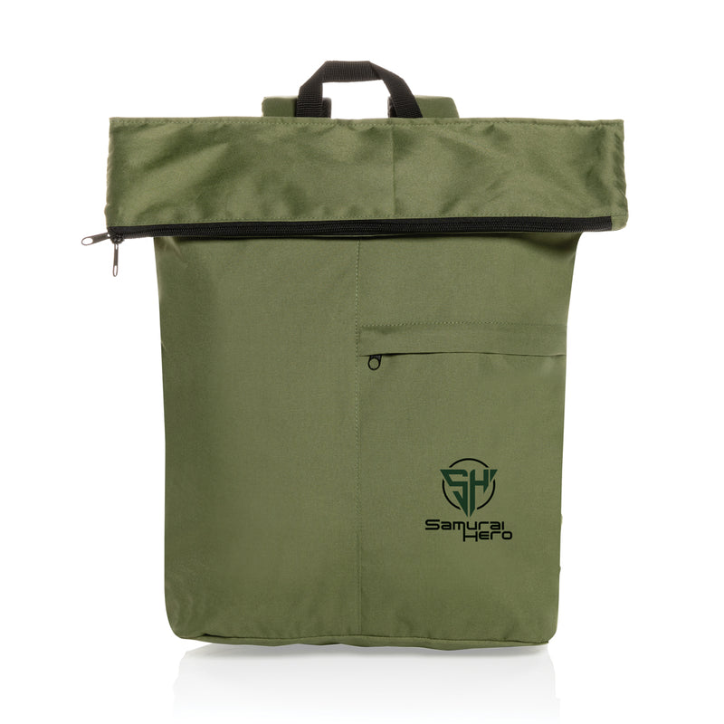 Load image into Gallery viewer, Lightweight foldable backpack from XD Collection's Dillon AWARE™ RPET Bags &amp; Travel line, shown in a compact, open state.
