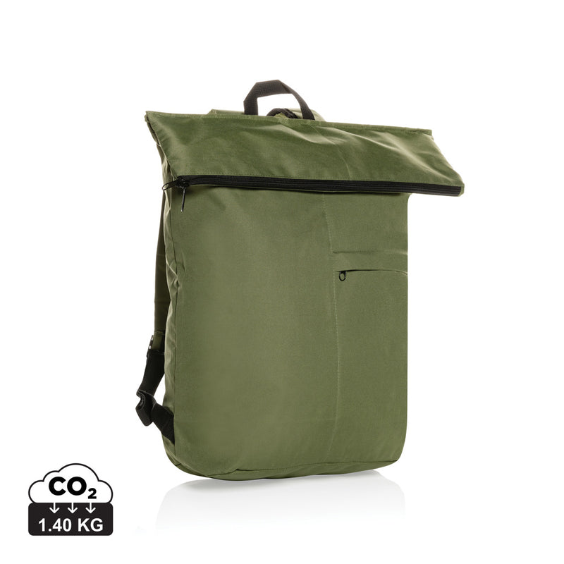 Load image into Gallery viewer, XD Collection Dillon AWARE™ RPET lightweight foldable backpack for bags and travel, shown folded and unfolded.
