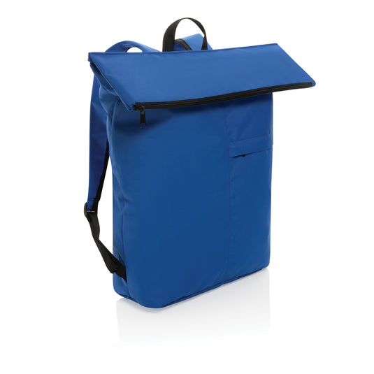 Lightweight foldable Dillon AWARE™ RPET backpack by XD Collection, showing its compact, eco-friendly design and adjustable straps.