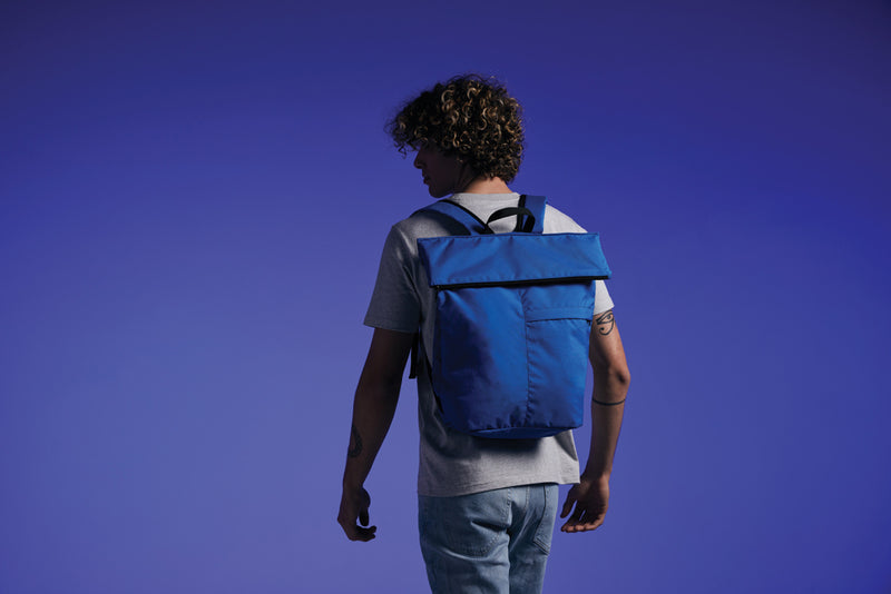 Load image into Gallery viewer, Lightweight Dillon AWARE™ RPET foldable backpack by XD Collection, shown open with adjustable straps and spacious interior.
