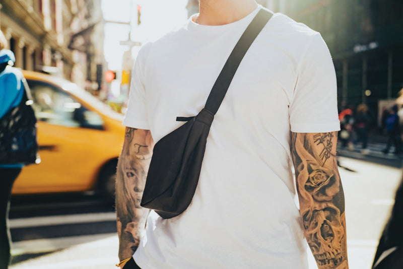 Load image into Gallery viewer, Crescent AWARE™ RPET half moon sling bag - Custom Wood Designs
