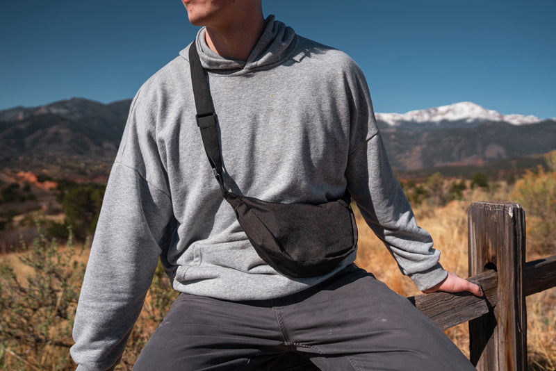 Load image into Gallery viewer, Crescent AWARE™ RPET half moon sling bag - Custom Wood Designs
