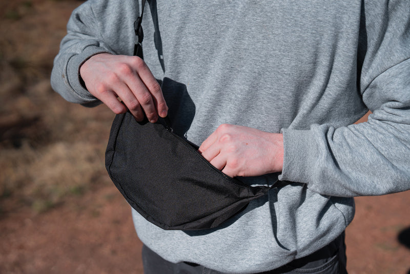 Load image into Gallery viewer, Crescent AWARE™ RPET half moon sling bag - Custom Wood Designs
