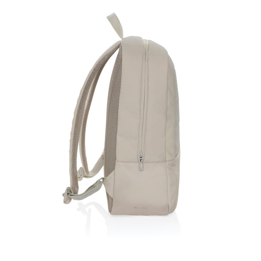 XD Xclusive Armond AWARE™ RPET 15.6-inch laptop backpack with multiple compartments and adjustable straps for travel and daily use.