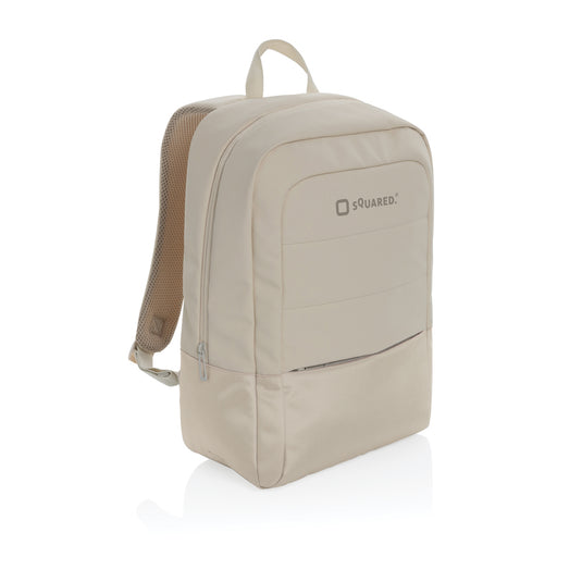 XD Xclusive Armond AWARE™ RPET 15.6-inch laptop backpack with multiple compartments and padded shoulder straps.