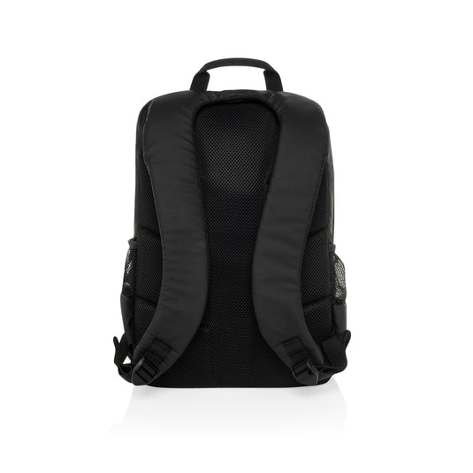 XD Xclusive Lima Aware™ RPET water-resistant 15.6-inch laptop backpack with multiple compartments and padded shoulder straps.
