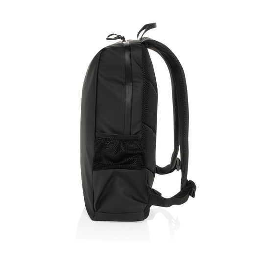 XD Xclusive Lima Aware™ RPET water-resistant 15.6-inch laptop backpack with multiple compartments and adjustable straps.