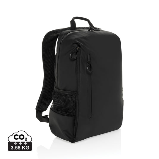 XD Xclusive Lima Aware RPET water-resistant laptop backpack with multiple compartments and padded straps for travel and work.