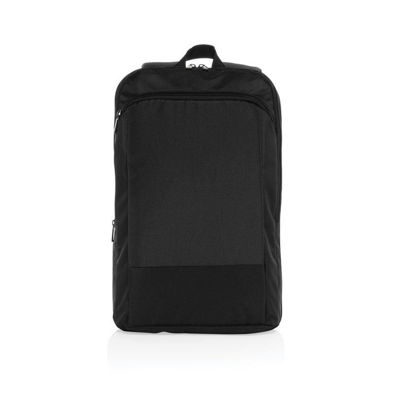 Load image into Gallery viewer, XD Collection Flex pack Aware RPET expandable slim 15.6-inch laptop backpack, black with multiple compartments and padded straps.
