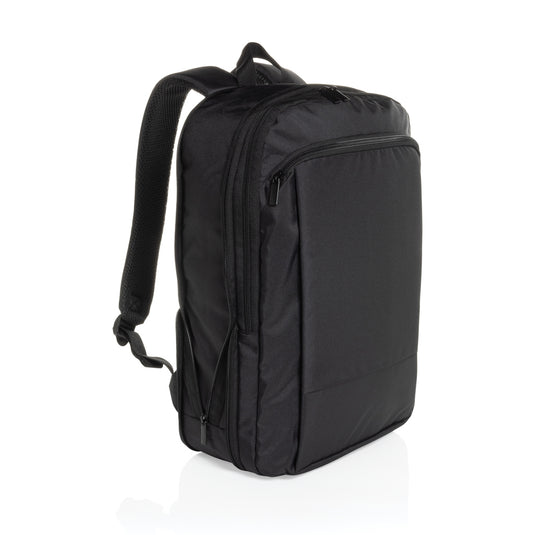 XD Collection Flex Pack Aware RPET slim 15.6-inch laptop backpack with expandable design and multiple compartments.