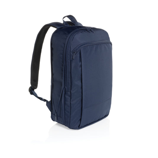 XD Collection Flex pack Aware RPET expandable slim 15.6-inch laptop backpack with multiple compartments and padded shoulder straps.