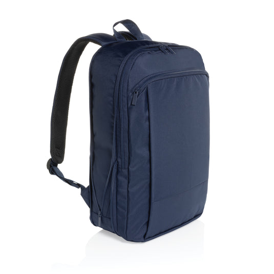 XD Collection Flex Pack Aware™ RPET expandable slim 15.6-inch laptop backpack showing multiple compartments and sleek design