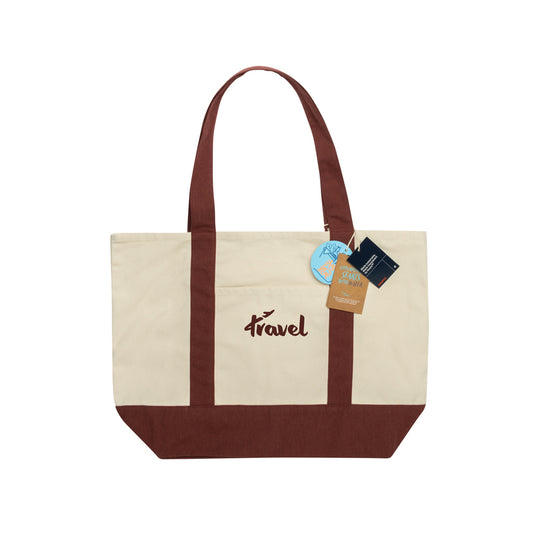 Recycled cotton tote bag by XD Xclusive from the SHOP LOCAL AWARE™ collection, featuring eco-friendly design and sturdy handles.