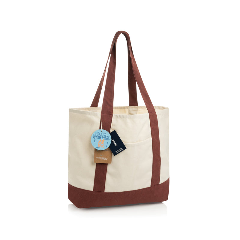 Load image into Gallery viewer, Recycled cotton tote bag from XD Xclusive's SHOP LOCAL AWARE™ collection, featuring sturdy handles and eco-friendly design.

