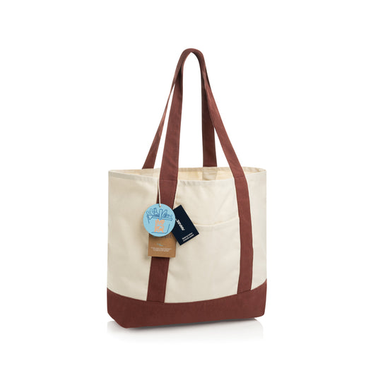Recycled cotton tote bag from XD Xclusive's SHOP LOCAL AWARE™ collection, featuring sturdy handles and eco-friendly design.