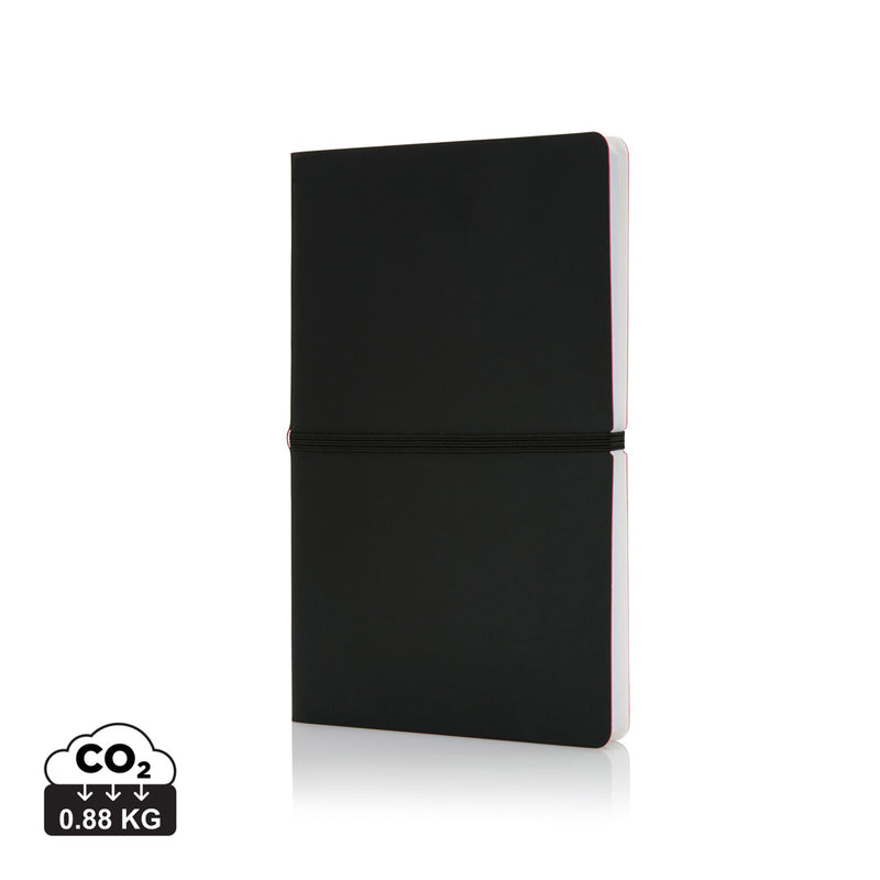 Load image into Gallery viewer, Deluxe softcover A5 notebook from XD Collection, showing the front cover with smooth black finish and subtle branding.
