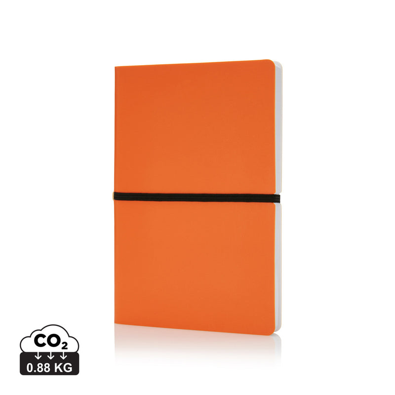 Load image into Gallery viewer, Deluxe softcover A5 notebook from XD Collection with a sleek black cover and elastic closure, ideal for writing and note-taking.
