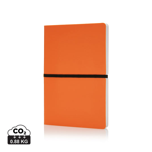 Deluxe softcover A5 notebook from XD Collection with a sleek black cover and elastic closure, ideal for writing and note-taking.