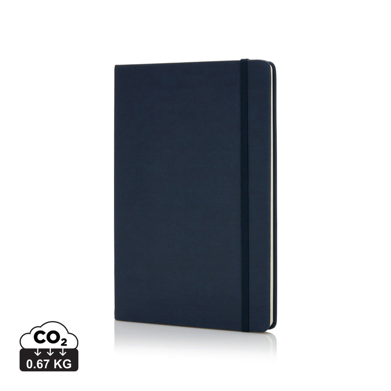 Load image into Gallery viewer, Deluxe hardcover PU A5 notebook from XD Collection, featuring a sleek black cover and elastic closure for stylish note-taking.
