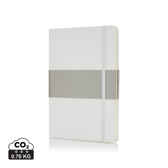 Deluxe hardcover A5 notebook from XD Collection with a sleek black cover and visible binding, ideal for note-taking and journaling.