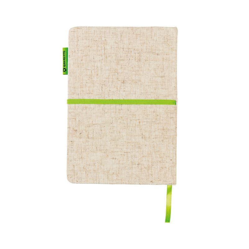 Load image into Gallery viewer, A5 jute notebook from XD Collection with a textured jute cover and lined pages, ideal for note-taking and journaling.
