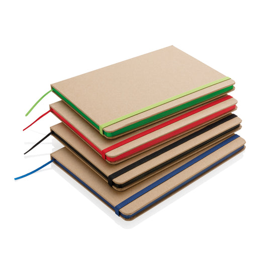 A5 kraft notebook from XD Collection with a rustic cover, open to show lined pages, ideal for journaling or note-taking.
