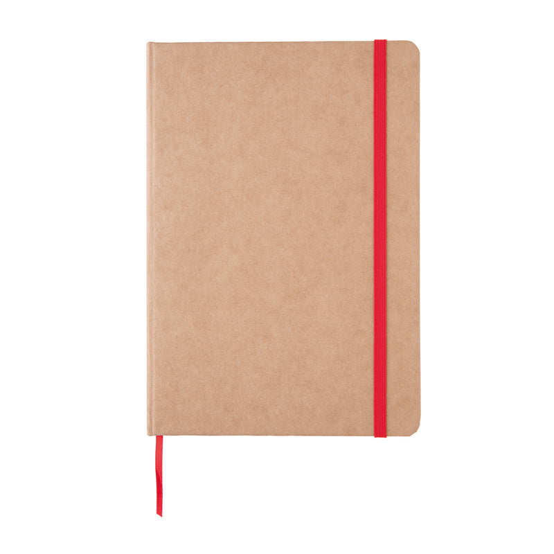 Load image into Gallery viewer, A5 kraft notebook from XD Collection with a rustic cover, open to show lined pages for writing or note-taking.
