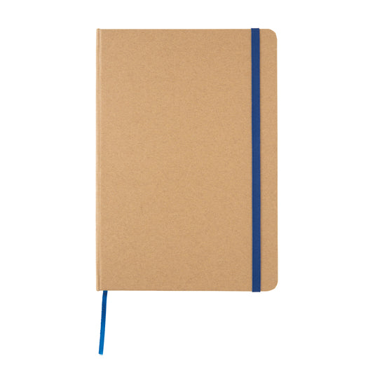 A5 kraft notebook from XD Collection with a textured kraft cover and elastic band closure, suitable for writing and note-taking.