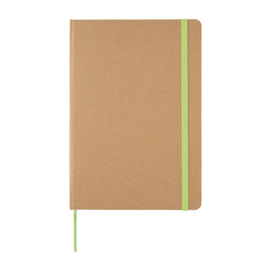 A5 kraft notebook by XD Collection with a textured kraft cover and elastic closure, ideal for writing and note-taking.