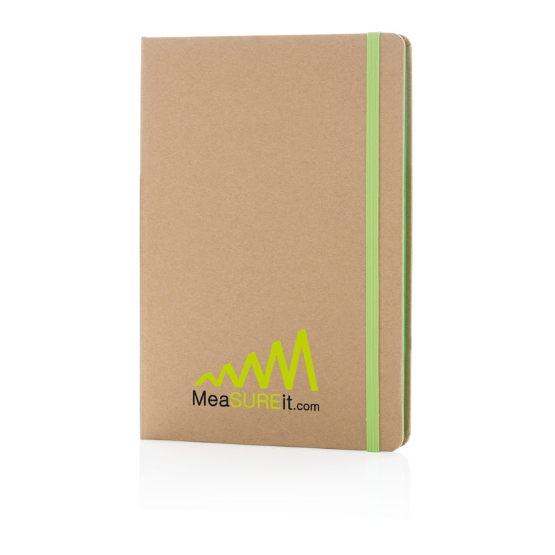 Load image into Gallery viewer, A5 kraft notebook from XD Collection with a smooth cover, open to show lined pages, ideal for writing and note-taking.
