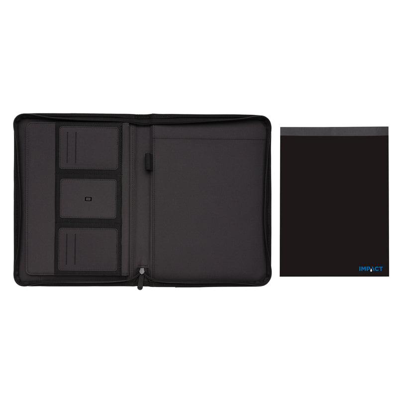 Load image into Gallery viewer, XD Xclusive Impact AWARE™ RPET A4 portfolio with zipper, featuring a sleek design and secure closure for professional document storage.
